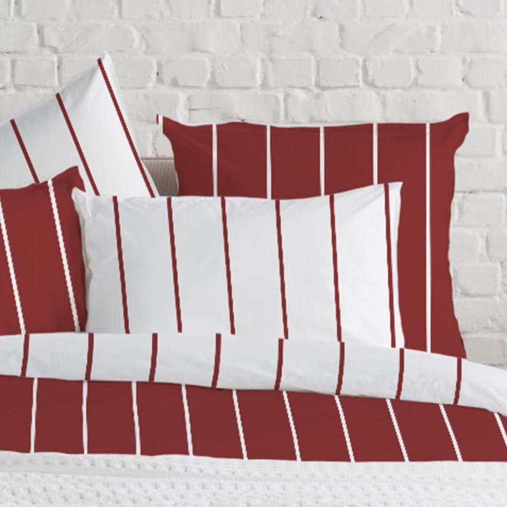 Traumschlaf Flanell Bettwäsche feine Streifen|155x220 cm + 80x80 cm| rot Bild 1