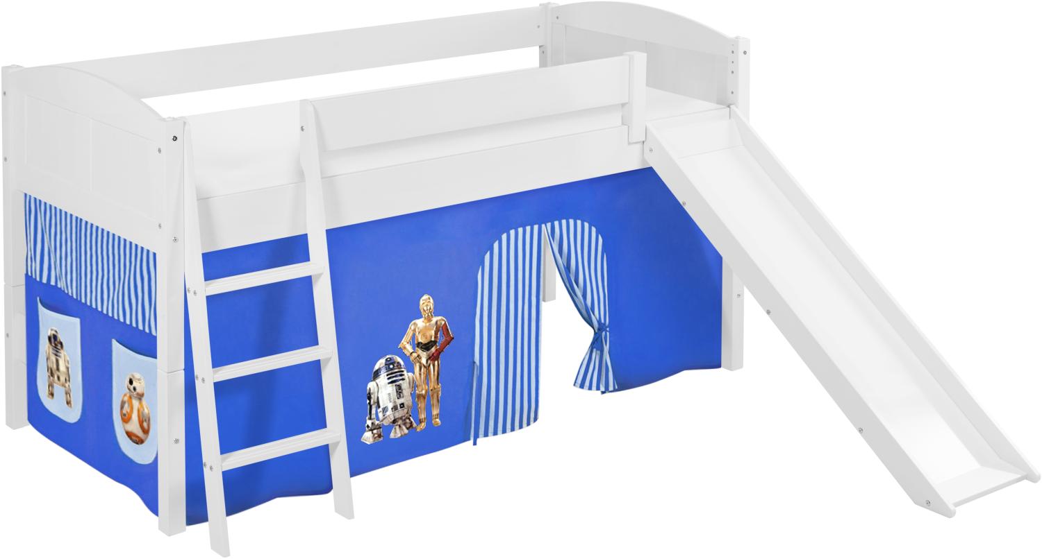 Lilokids 'Ida 4106' Spielbett 90 x 200 cm, Star Wars Blau, Kiefer massiv, mit Rutsche und Vorhang Bild 1