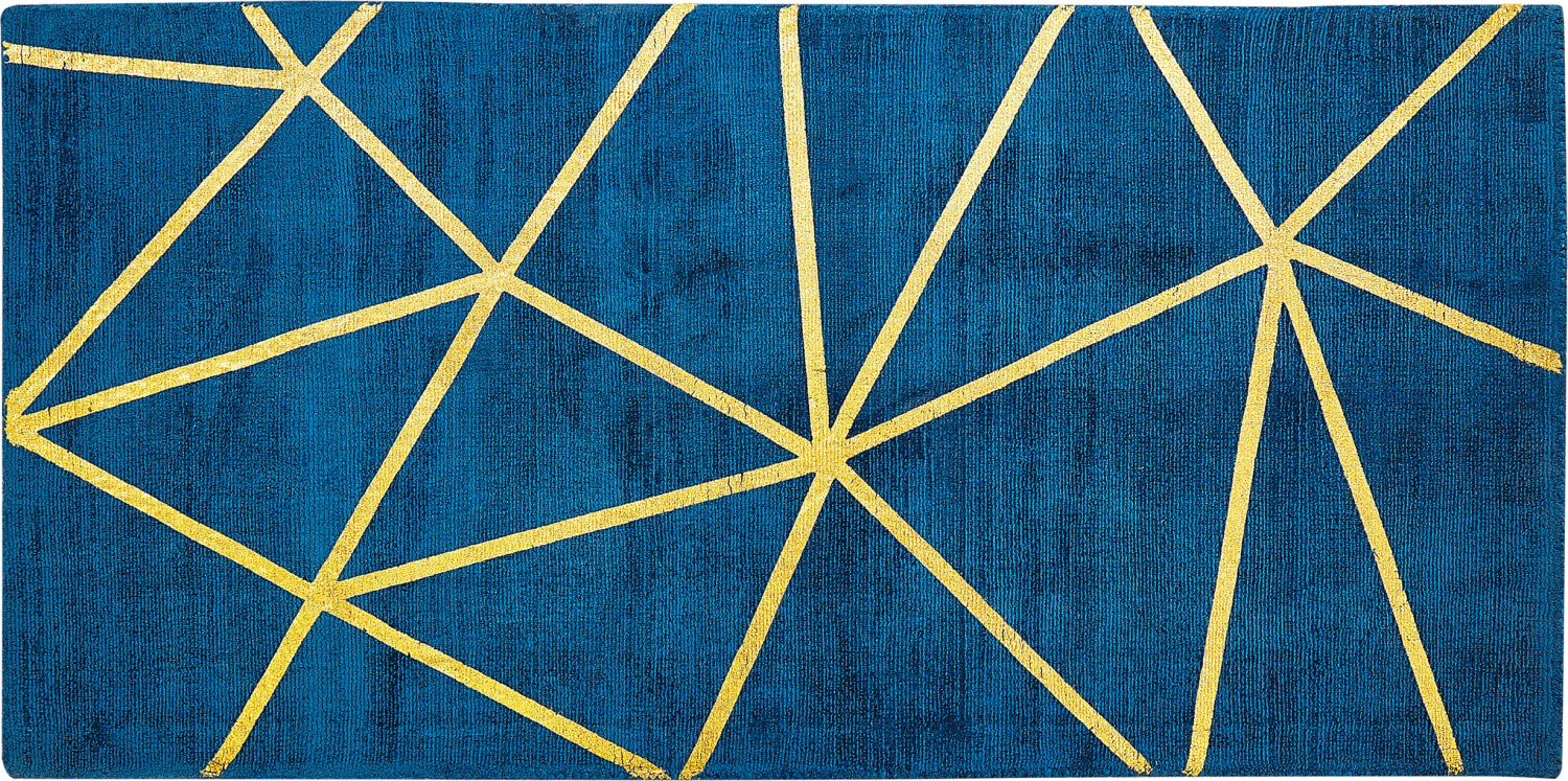 Teppich marineblau gold 80 x 150 cm geometrisches Muster HAVZA Bild 1