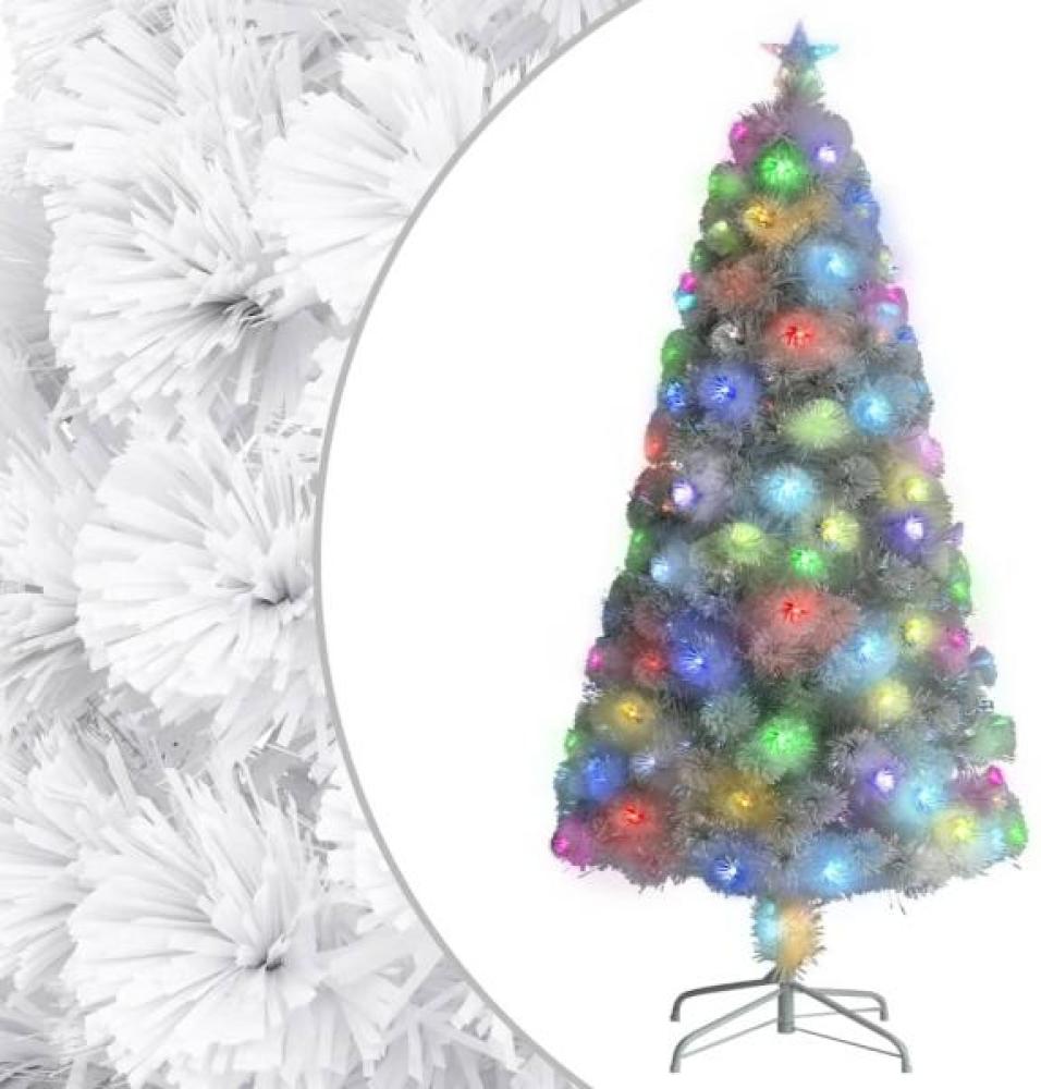 vidaXL Künstlicher Weihnachtsbaum mit LED Weiß 120 cm Glasfaser Bild 1