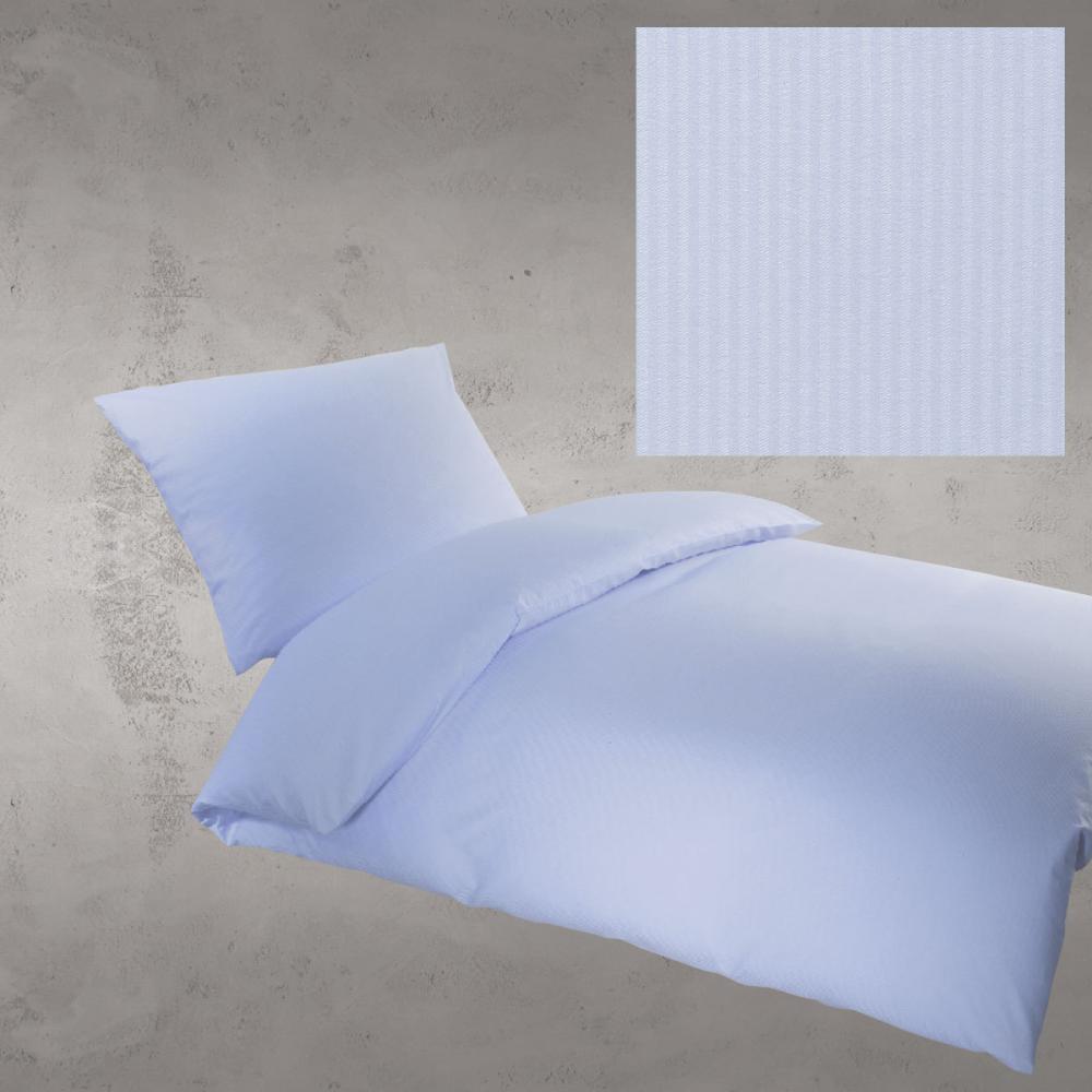 BettwarenShop Damast Objekt Bettwäsche Laura 2mm blau|Kissenbezug einzeln 80x60 cm Bild 1