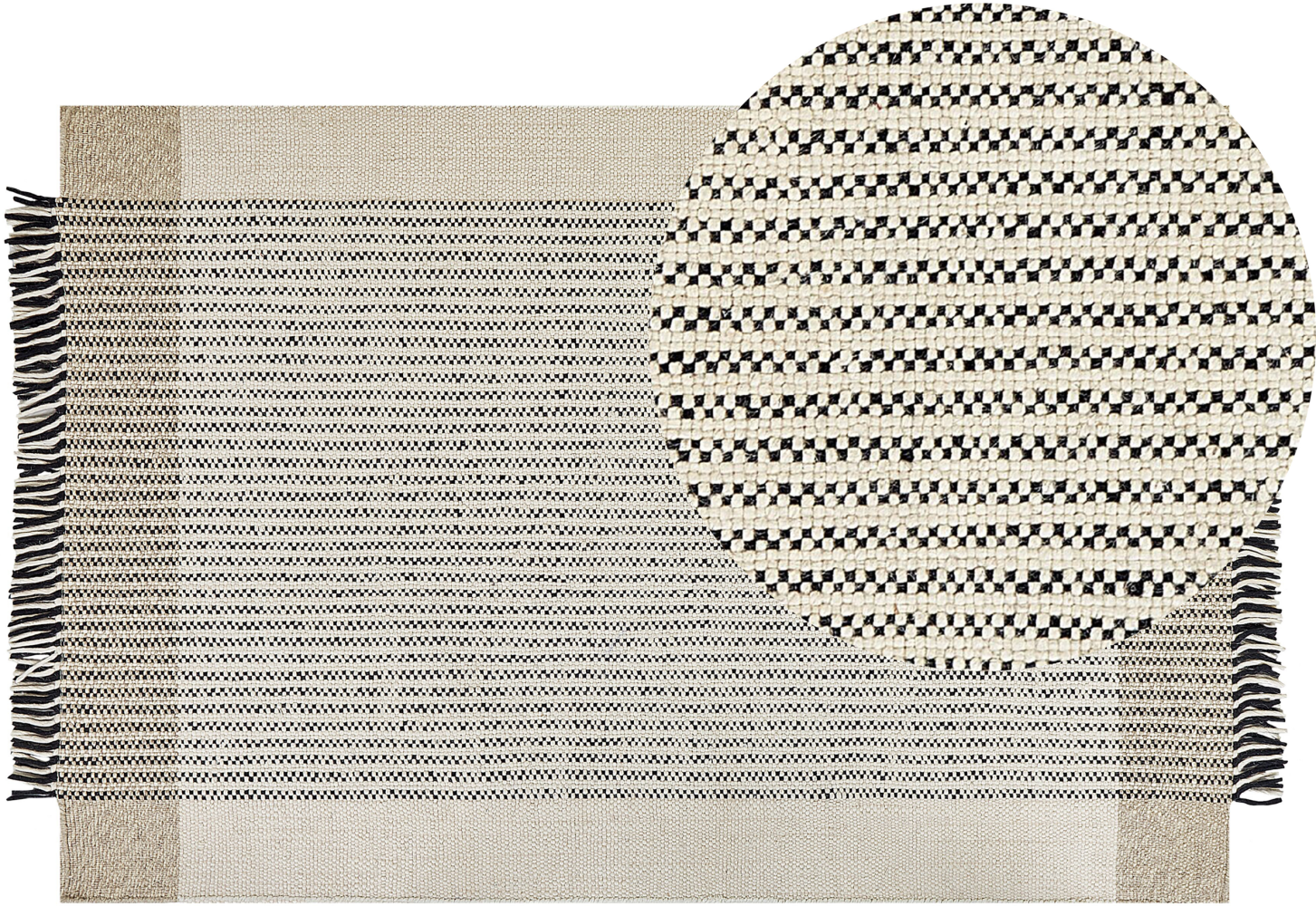 Teppich Wolle beige schwarz 200 x 300 cm Kurzflor DIVARLI Bild 1