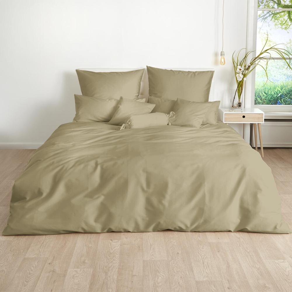 Traumschlaf Uni Mako-Satin Bettwäsche|160x210 cm + 65x100 cm| cappucino Bild 1