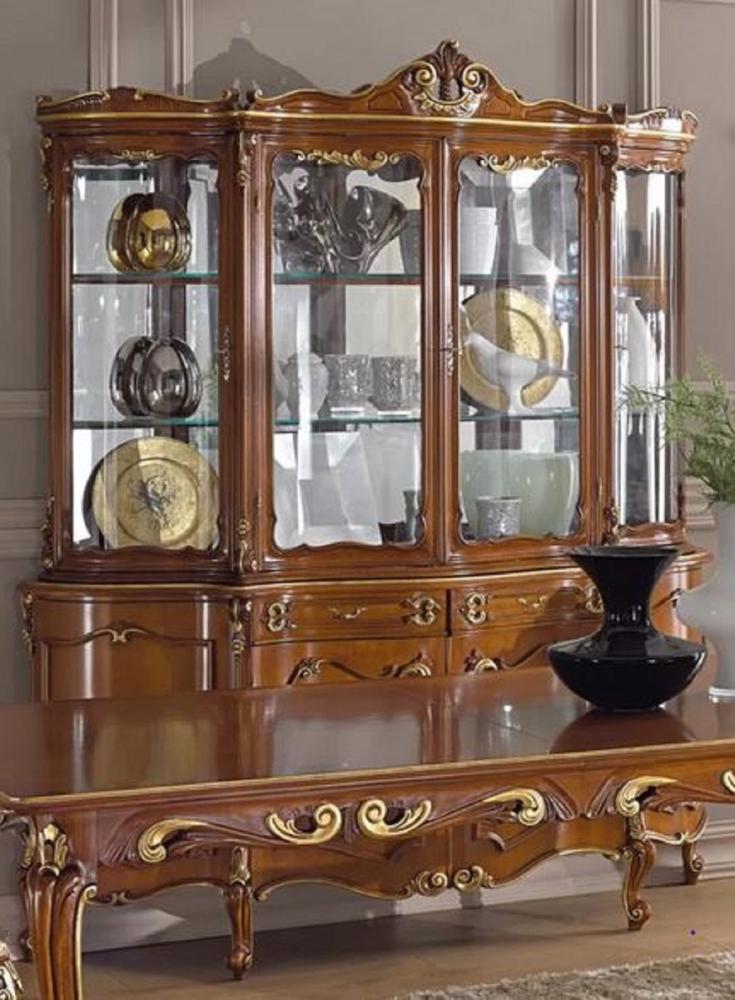 Casa Padrino Luxus Barock Vitrine Braun / Gold - Handgefertigter Vitrinenschrank mit 8 Türen und 2 Schubladen - Prunkvolle Barock Möbel - Luxus Qualität - Made in Italy Bild 1