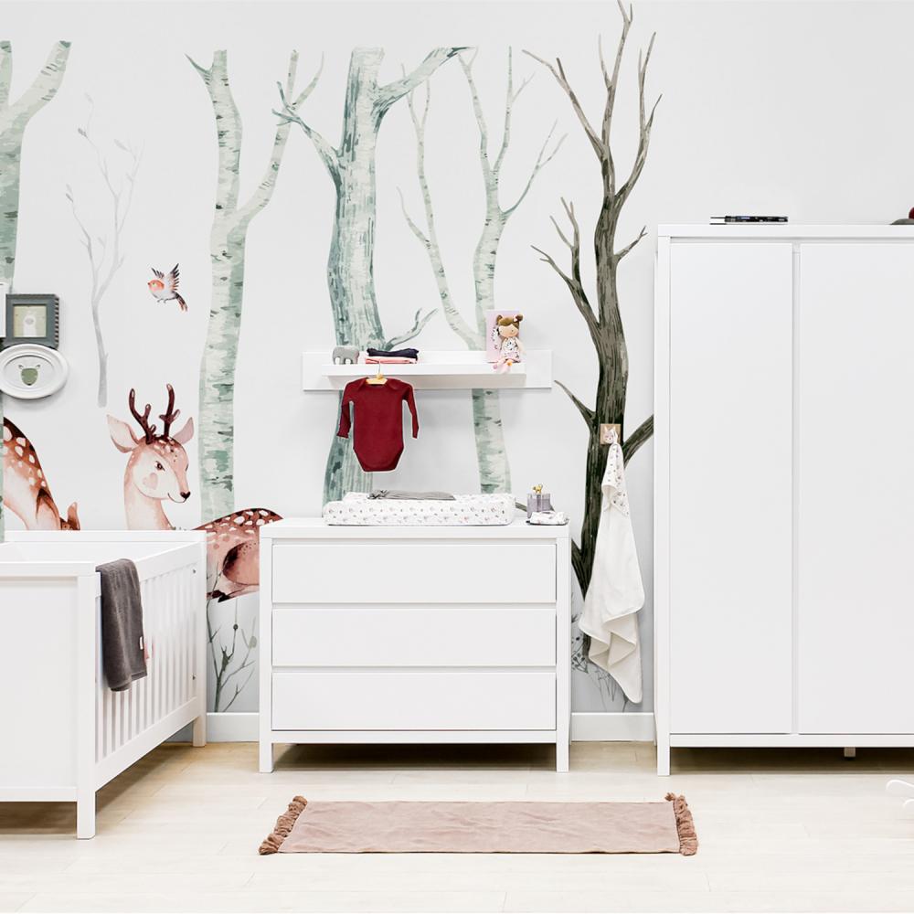 Bopita Babyzimmer Corsica Weiß | Bett 70 x 140 cm + Kommode Weiß Bild 1