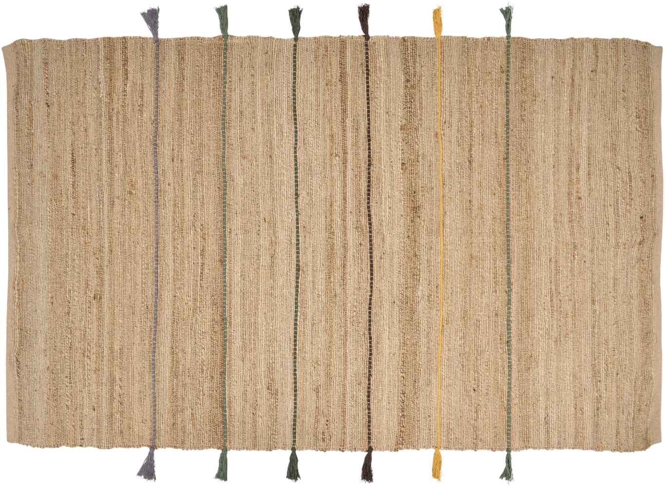 Teppich Jute beige mehrfarbig 140 x 200 cm mit Quasten Kurzflor RAUTA Bild 1