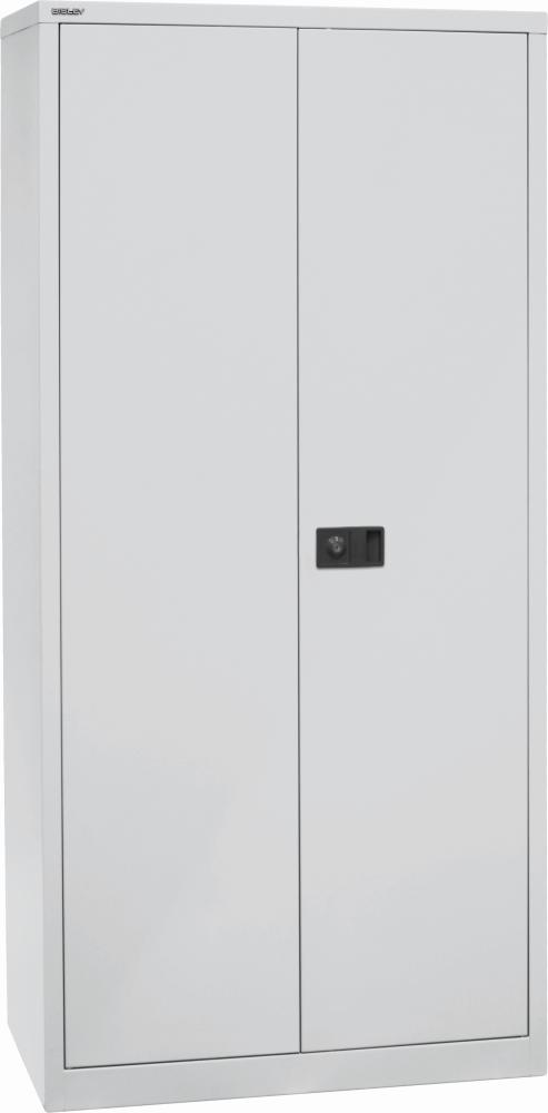 Bisley Flügeltürenschrank Universal, 4 verzinkte Fachböden, 5 OH, T 500 mm, Farbe lichtgrau Bild 1