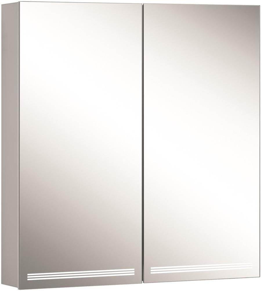 Schneider GRACELINE LED Lichtspiegelschrank, 2 Doppelspiegeltüren, 70x70x12cm, 116. 470, Ausführung: CH-Norm/Korpus silber eloxiert - 116. 470. 01. 50 Bild 1