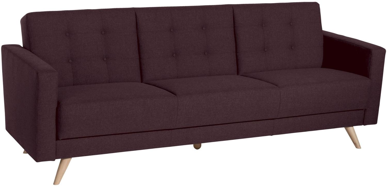Sofa 3-Sitzer mit Bettfunktion Karisa Bezug Flachgewebe Buche natur / burgund 21935 Bild 1