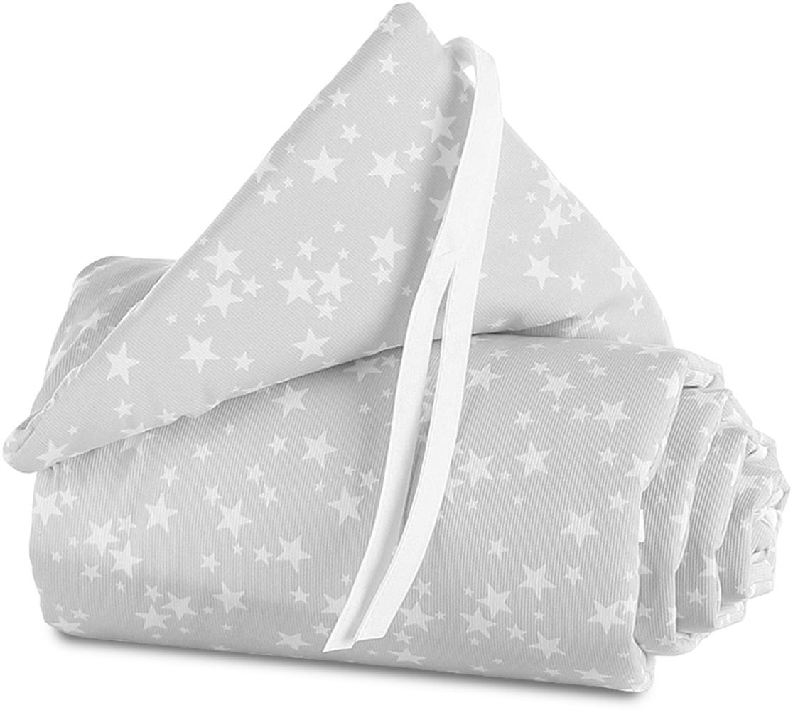 babybay Nestchen Piqué passend für Modell Maxi, Boxspring und Comfort, perlgrau Sterne weiß Bild 1