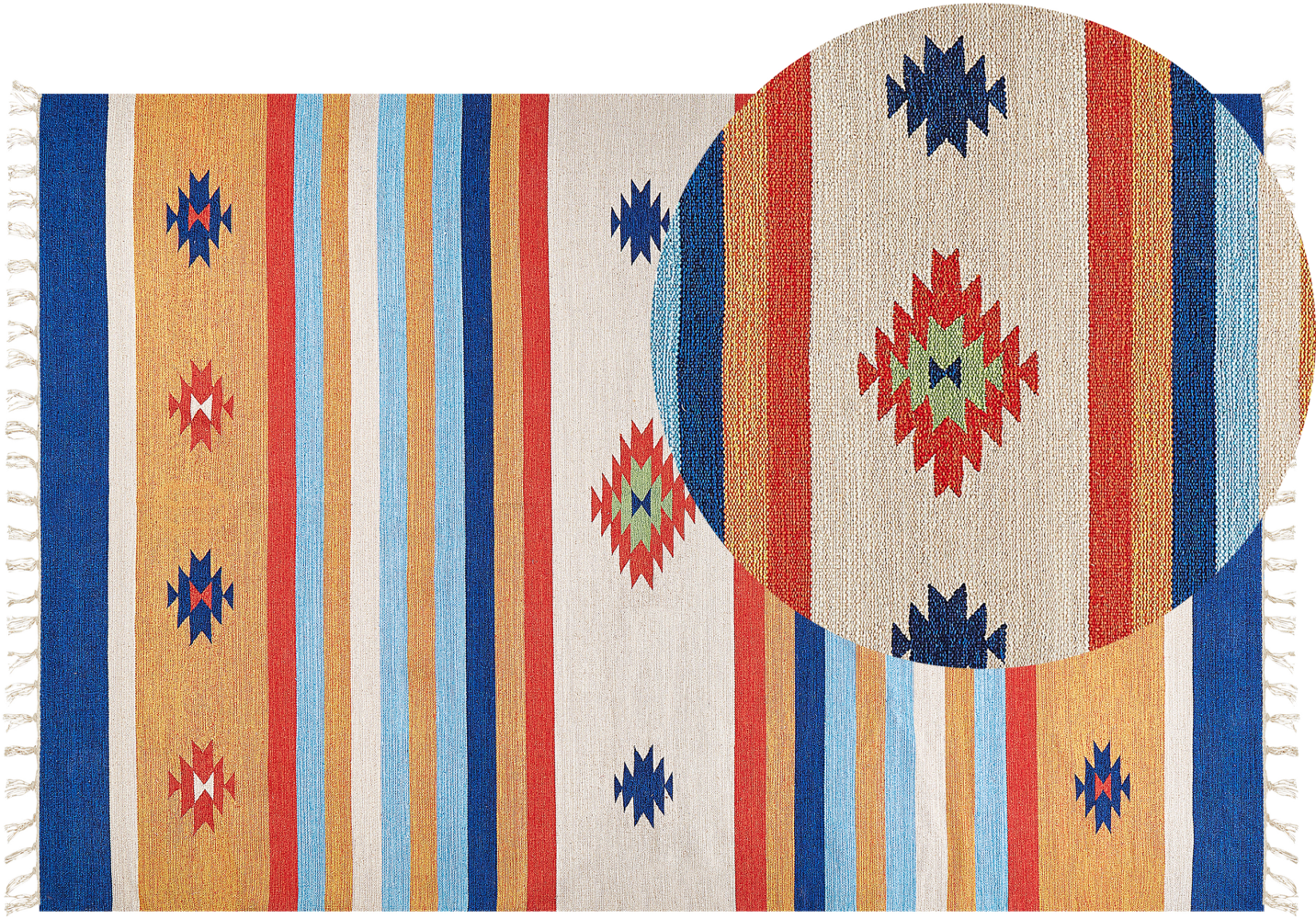 Kelim Teppich Baumwolle mehrfarbig 200 x 300 cm geometrisches Muster Kurzflor TARONIK Bild 1