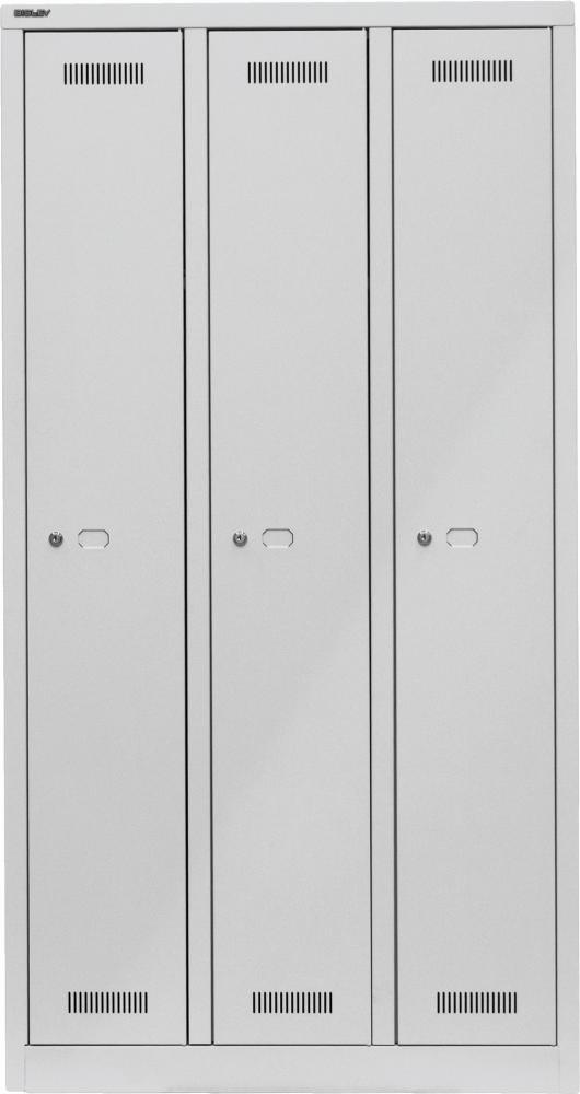 Bisley MonoBloc™ Garderobenschrank, 3 Abteile, je 1 Fach, Farbe lichtgrau Bild 1