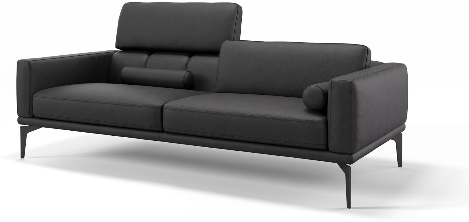 Sofanella 3-Sitzer SALERNO Ledersofa Couch Echtleder in Schwarz M: 218 Breite x 97 Tiefe Bild 1