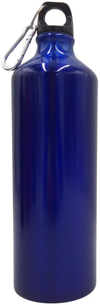 Aluminium Trinkflasche 1000ml farbig mit Karabiner Wasserflasche Sportflasche blau Bild 1