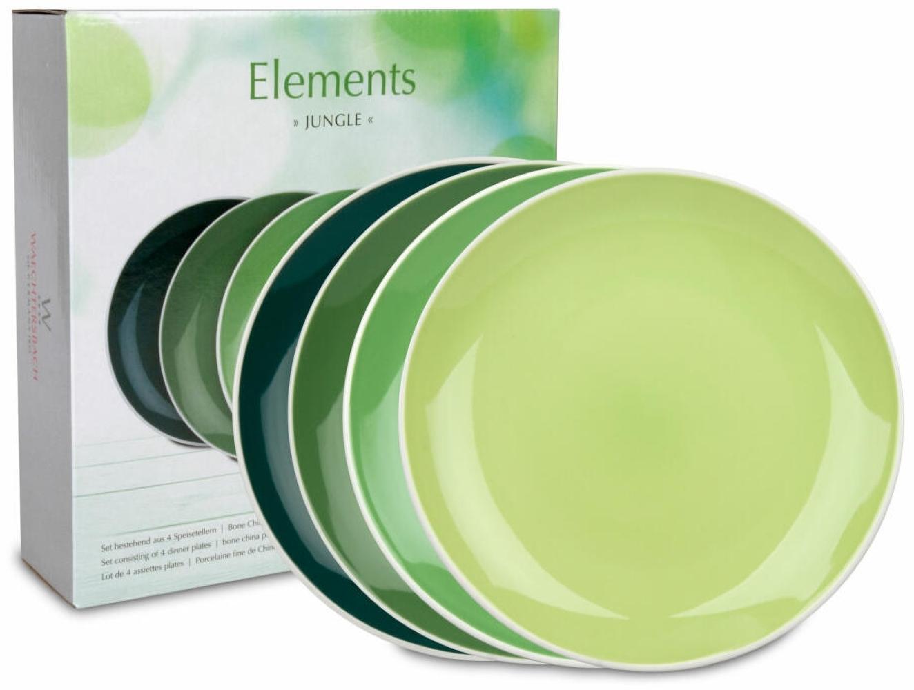 Waechtersbach Elements Jungle Teller 4er Set, Speiseteller, im Geschenkkarton, Bone China, Grün, Ø 27 cm, 41 5 974 1000 Bild 1