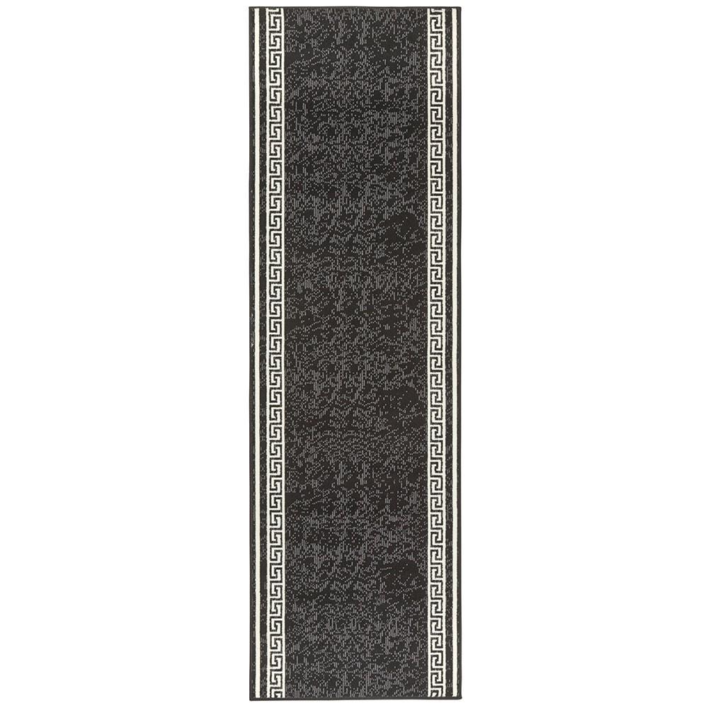 Kurzflor Teppich Läufer Casa Schwarz Creme - 80x500x0,9cm Bild 1