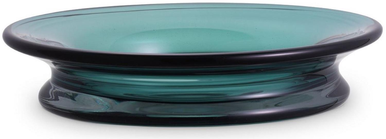 Casa Padrino Luxus Glasschale Grün Ø 30 x H. 7 cm - Runde Obstschale - Deko Schale aus mundgeblasenem Glas - Luxus Kollektion Bild 1