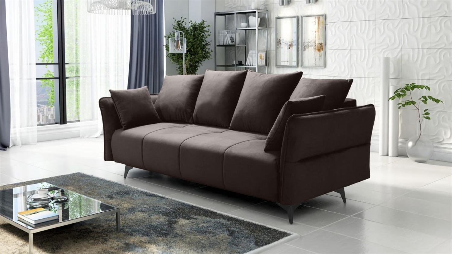 Schlafsofa Sofa 3-Sitzer SADIE Stoff Element Braun Bild 1