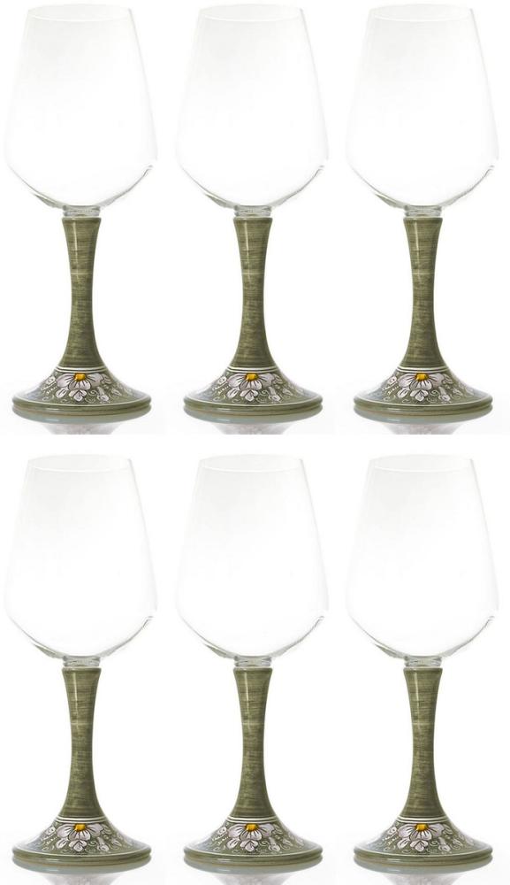 Casa Padrino Luxus Weinglas 6er Set Olivgrün / Mehrfarbig H. 23,5 cm - Handgefertigte & handbemalte Weingläser - Hotel & Restaurant Accessoires - Luxus Qualität - Made in Italy Bild 1