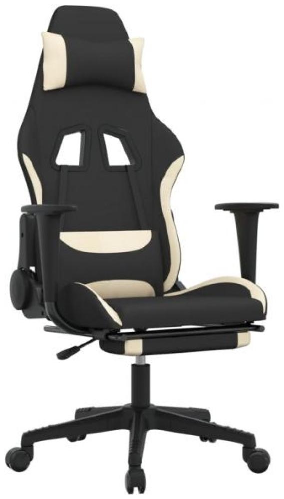 Gaming-Stuhl mit Fußstütze Schwarz und Creme Stoff, Drehbar [3143743] Bild 1
