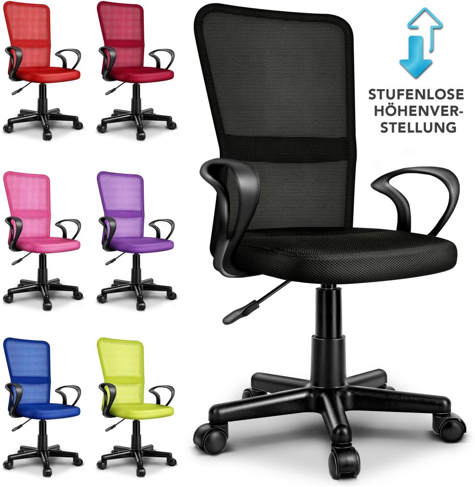 TRESKO Bürostuhl pink Schreibtischstuhl Drehstuhl, mit Armlehnen & Kunststoff-Leichtlaufrollen, stufenlos höhenverstellbar, gepolsterte Sitzfläche, ergonomische Passform Bild 1
