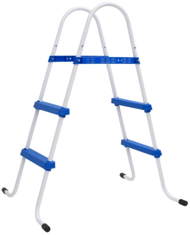 Pool-Leiter Blau und Weiß 84 cm Stahl Bild 1