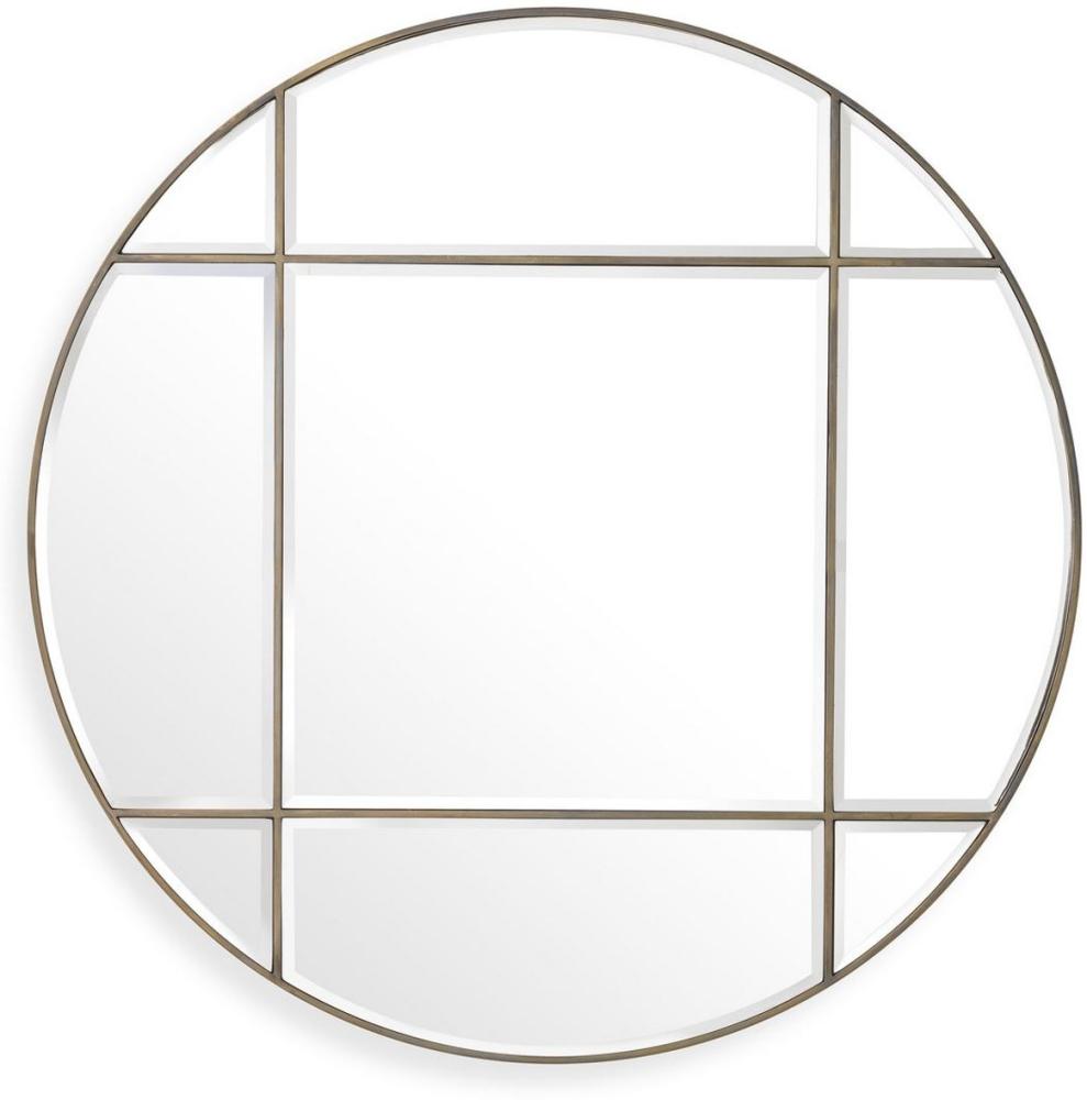 Casa Padrino Luxus Spiegel Vintage Messingfarben Ø 110 cm - Runder Wandspiegel - Wohnzimmer Spiegel - Garderoben Spiegel - Luxus Qualität Bild 1