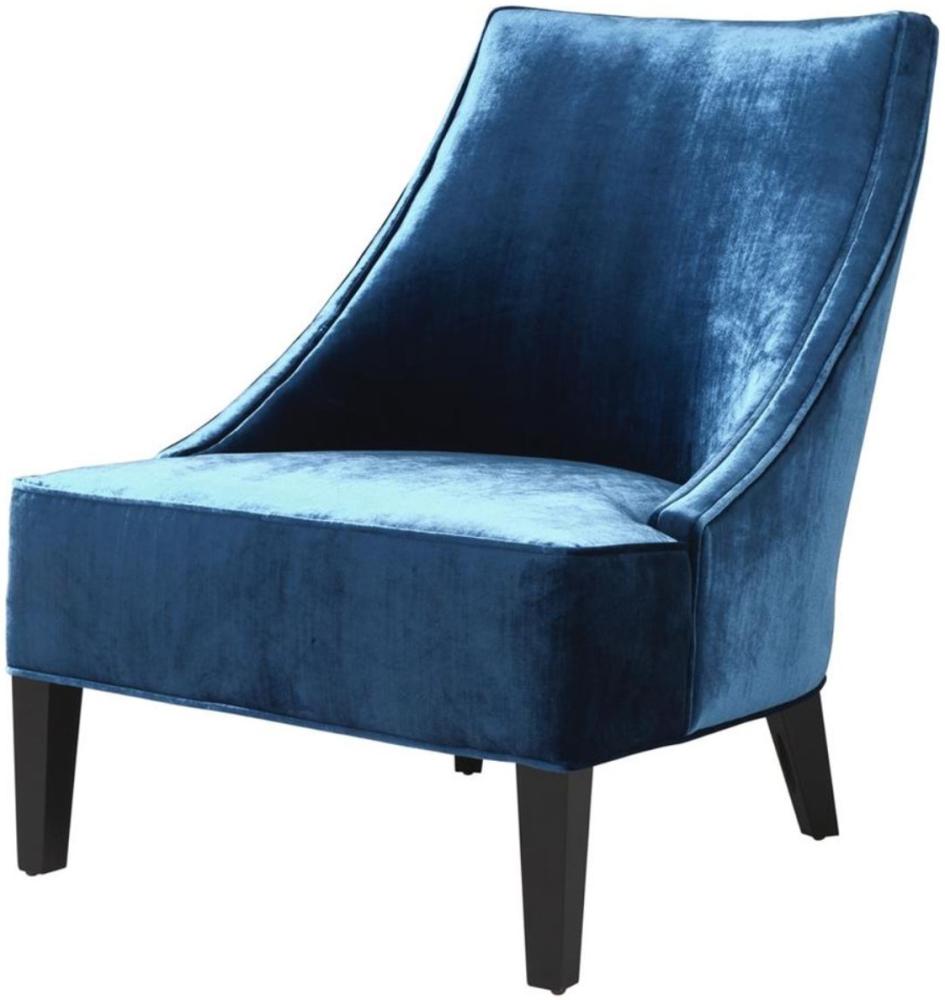 Casa Padrino Luxus Sessel Ägäisches Blau / Schwarz 70 x 88 x H. 85 cm - Hotel Möbel Bild 1