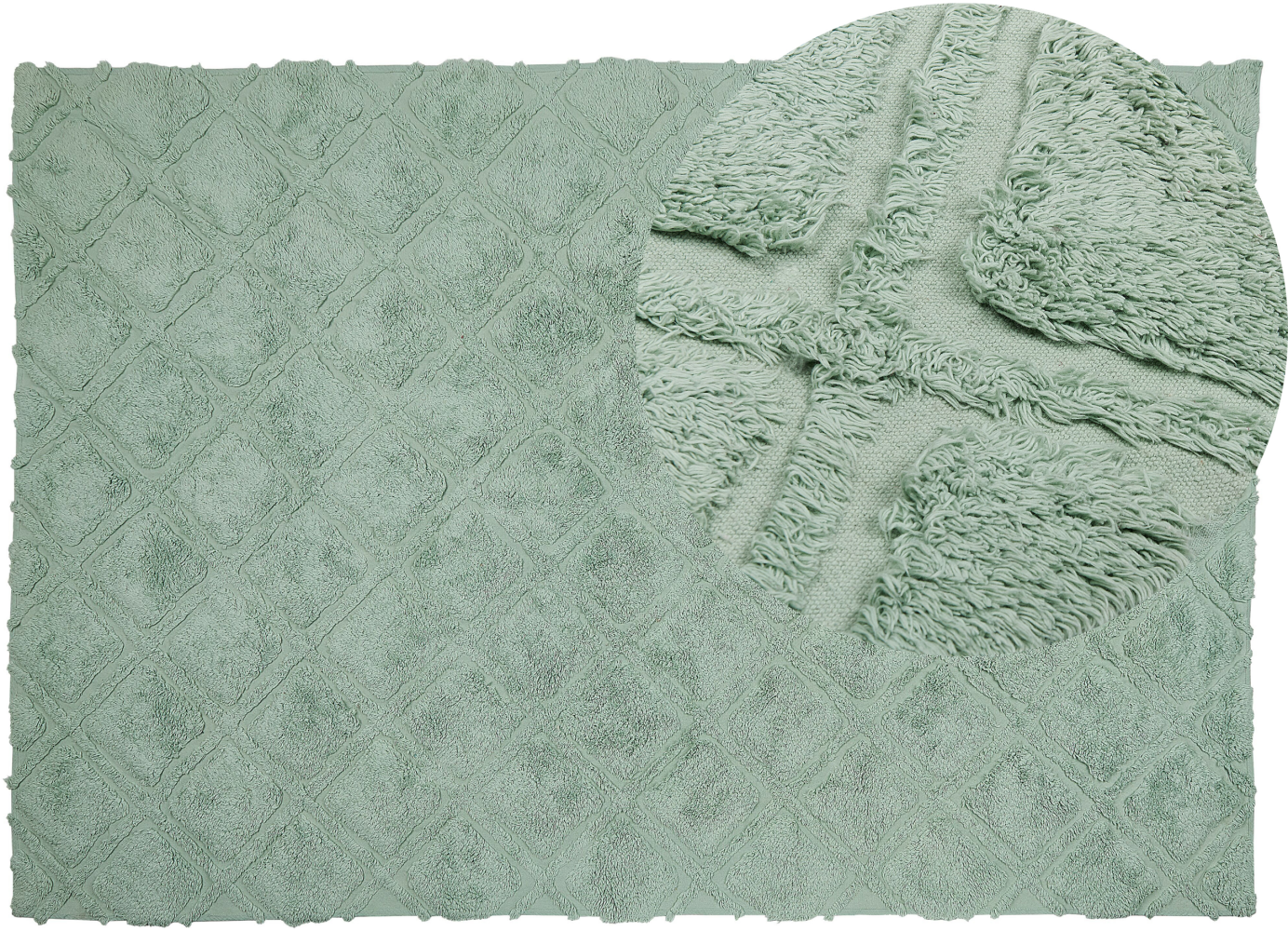 Teppich Baumwolle hellgrün 140 x 200 cm geometrisches Muster Kurzflor HATAY Bild 1