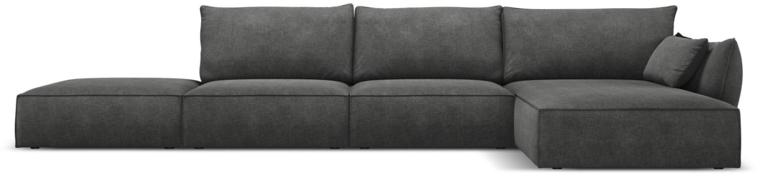 Micadoni 5-Sitzer Ecke rechts Sofa Kaelle | Bezug Dark Grey | Beinfarbe Black Plastic Bild 1