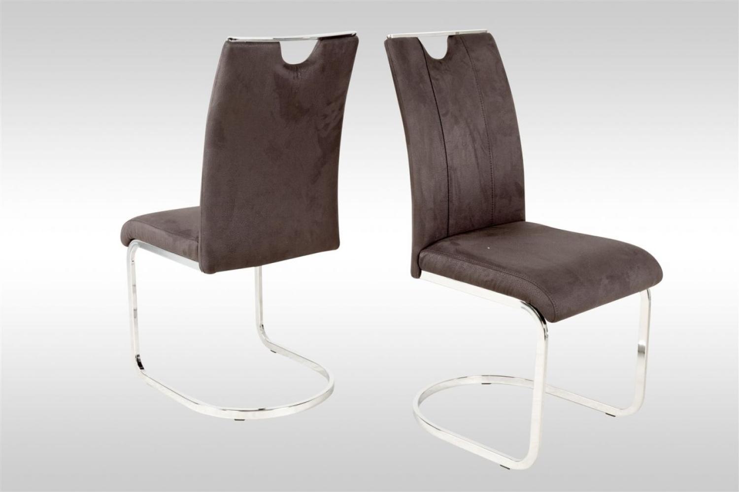 Esszimmerstühle Stühle Freischwinger 4er Set FABOS Kunstleder Anthrazit Bild 1