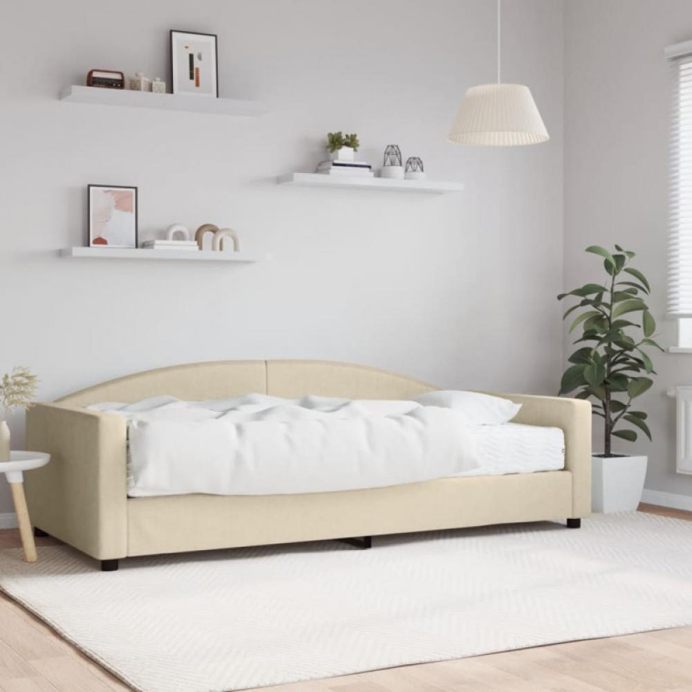 Tagesbett mit Matratze Creme 100x200 cm Stoff (Farbe: Creme) Bild 1
