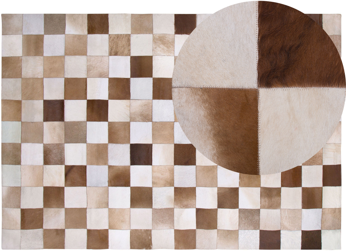 Teppich Kuhfell braun / beige 160 x 230 cm Patchwork Kurzflor SOLMAZ Bild 1