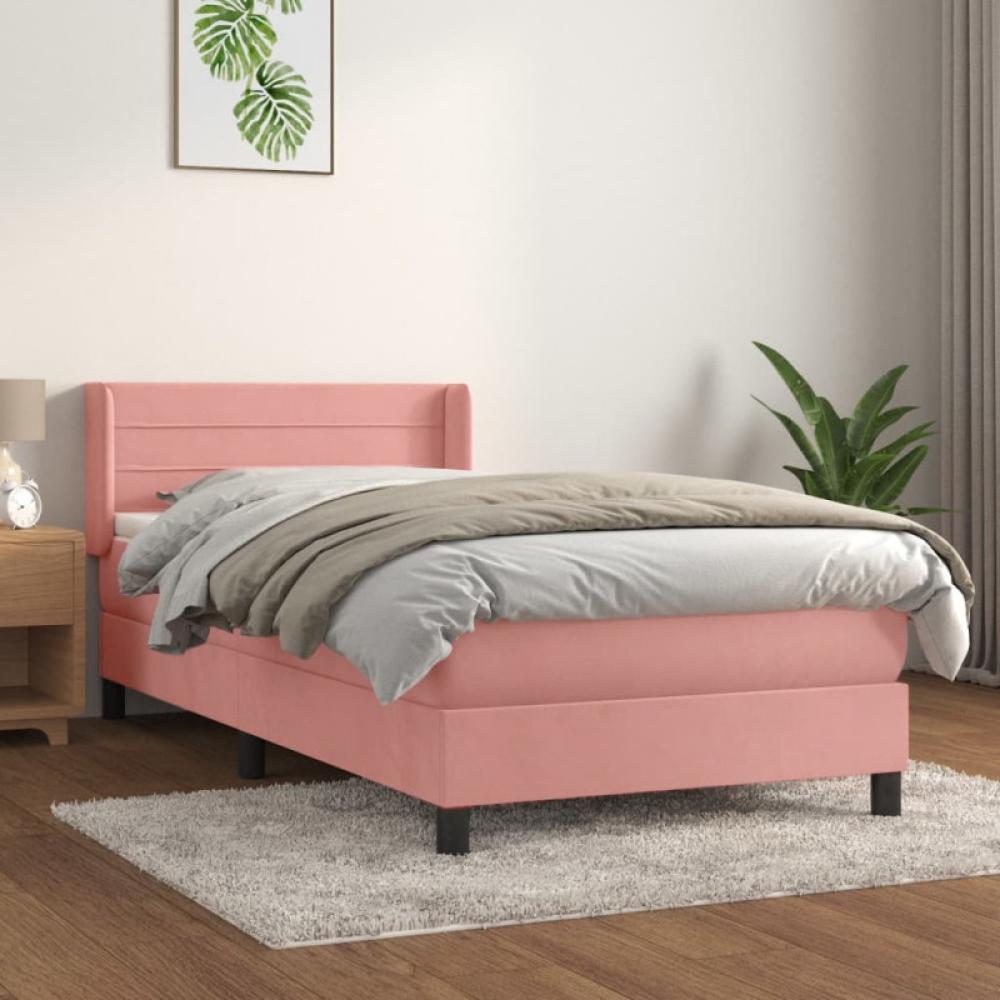 Boxspringbett mit Matratze Rosa 90x190 cm Samt (Farbe: Rosa) Bild 1