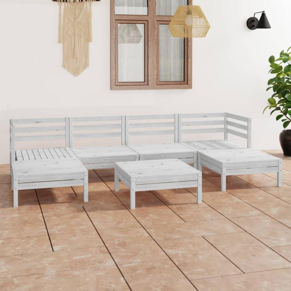 vidaXL 7-tlg. Garten-Lounge-Set Weiß Massivholz Kiefer Bild 1