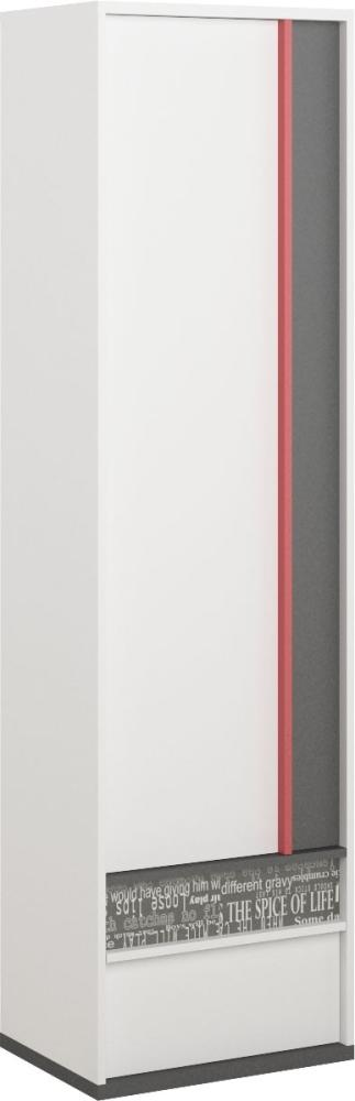Stauraumschrank "Philosophy" Kleiderschrank 55cm weiß graphit rot mit Schrift Print Bild 1