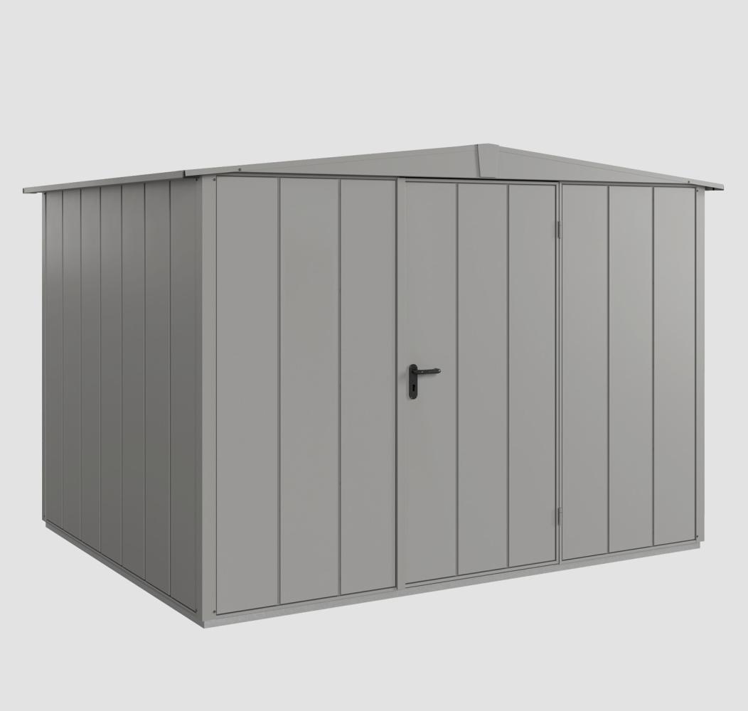 Hörmann Ecostar Aktionsangebot Metall-Gerätehaus Elegant mit Satteldach Typ 3, 238 x 303 cm , graualuminium, 7,2 m²,1-flüglige Tür Bild 1