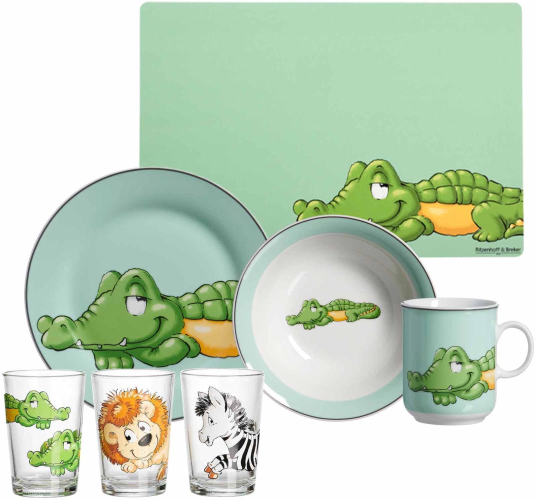 Ritzenhoff & Breker HAPPY ZOO Krokodil Geschirr-Set mit Kinderbecher 7-teilig Bild 1