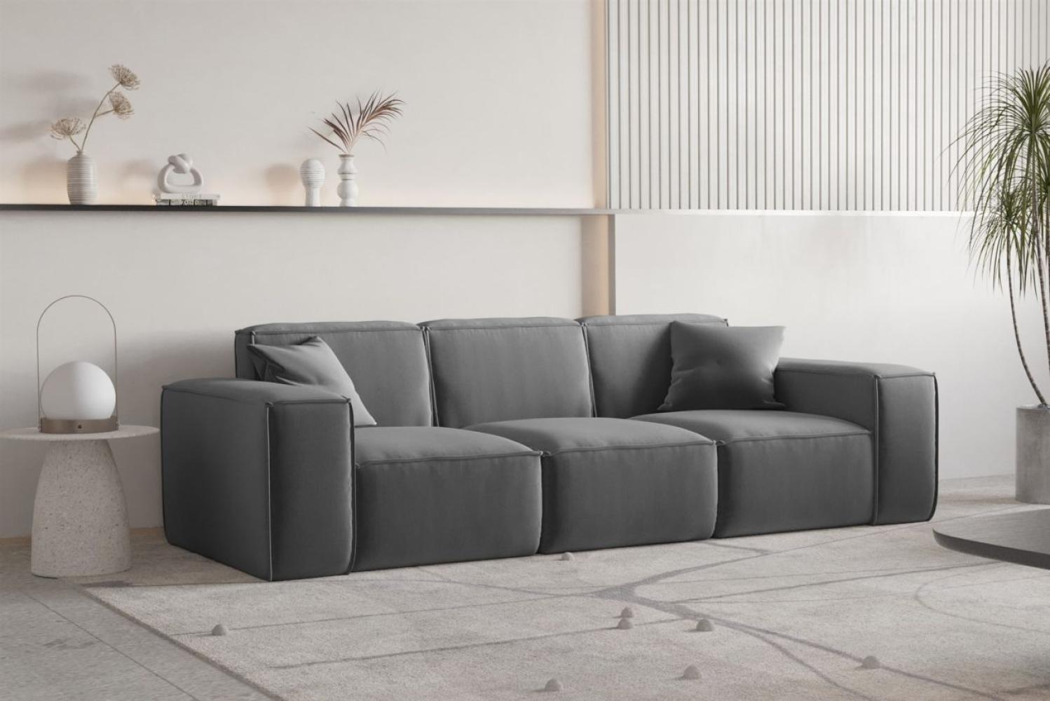 Sofa Designersofa CELES PREMIUM 3-Sitzer in Stoff Opera Velvet Dunkelgrau Bild 1