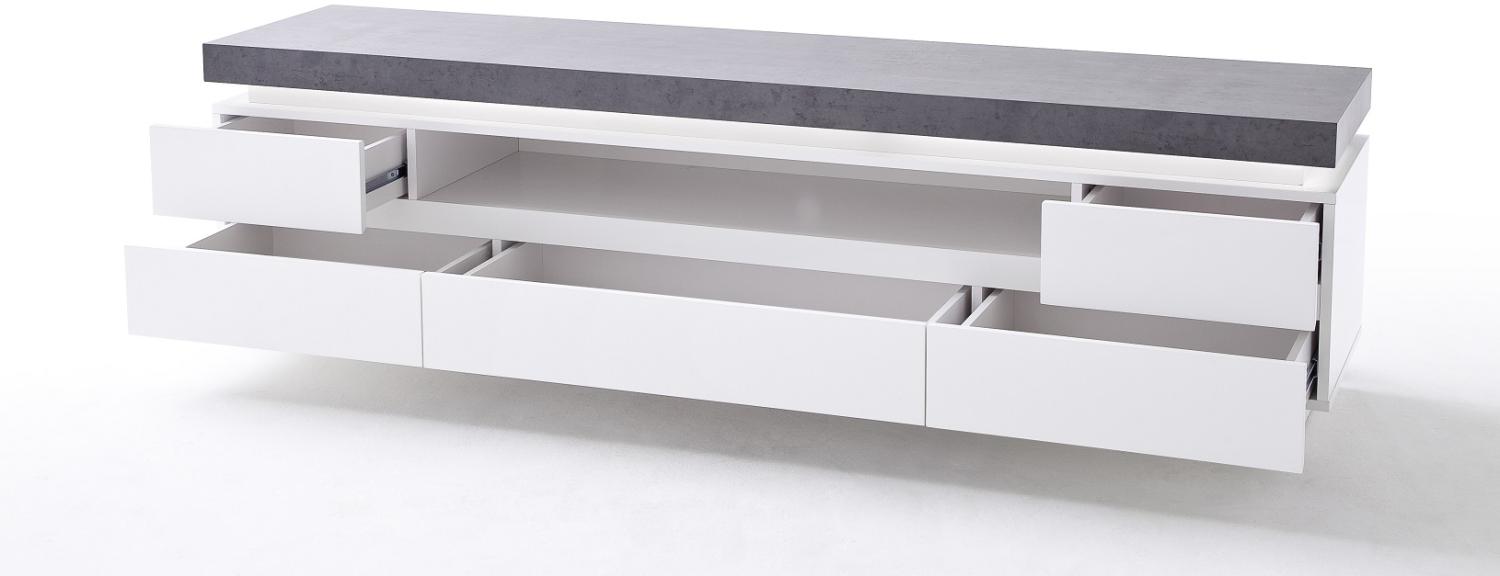TV-Board/Lowboard 'ATLANTAS' in weiß matt und beton inkl. LED Bild 1