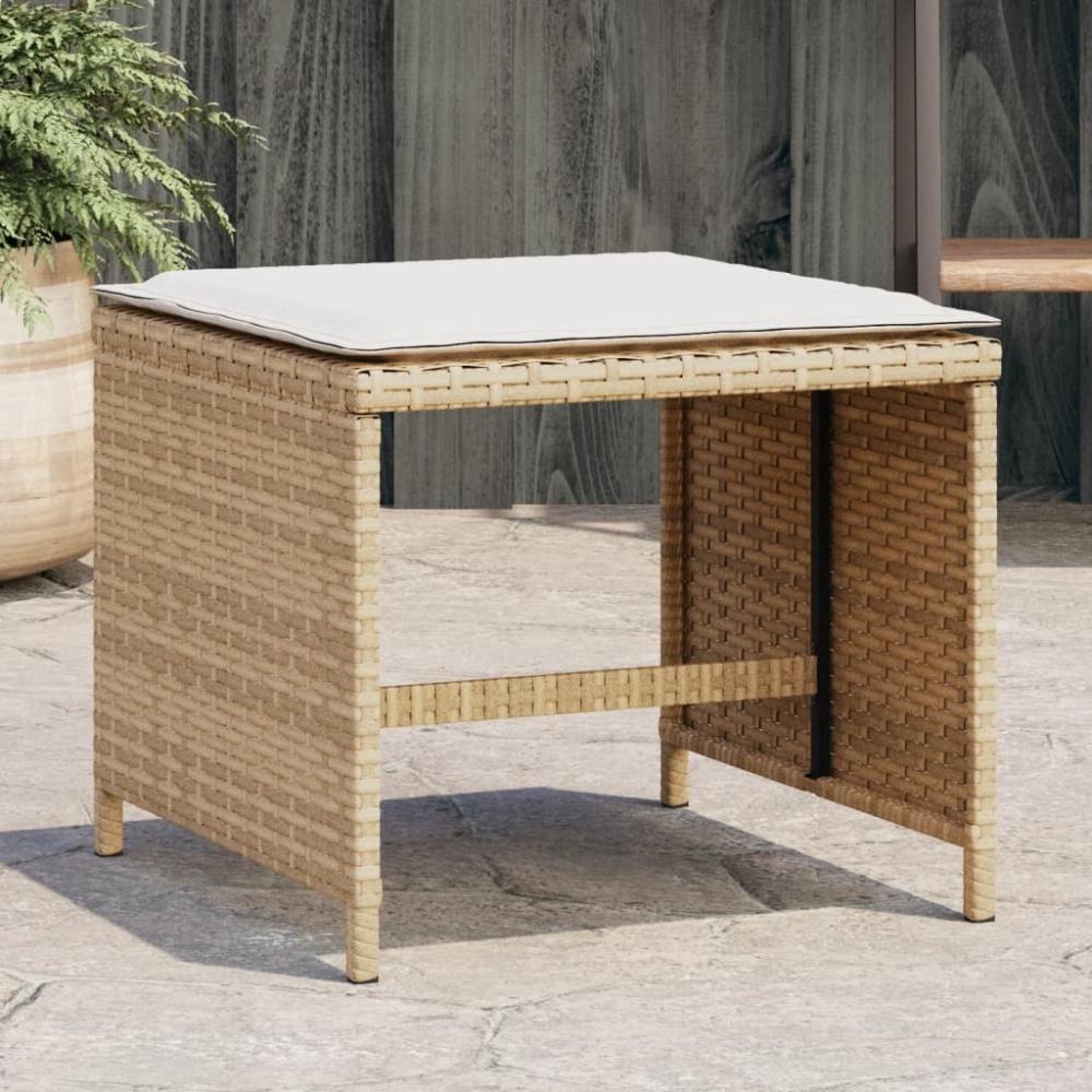 vidaXL Gartenhocker mit Kissen 4 Stk. Beige 41x41x36 cm Poly Rattan Bild 1