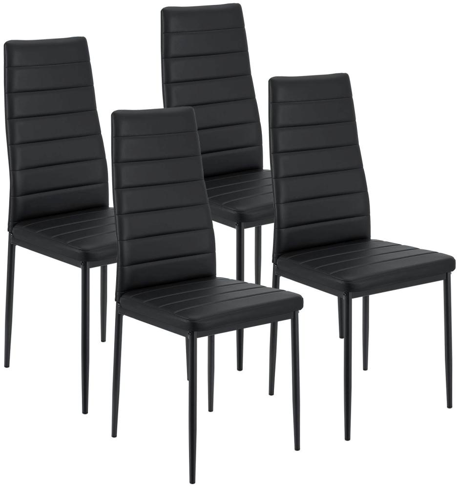 Juskys Esszimmerstühle Loja Stühle 4er Set Esszimmerstuhl - Küchenstühle mit Kunstleder Bezug - hohe Lehne stabiles Gestell - Stuhl in Schwarz Bild 1