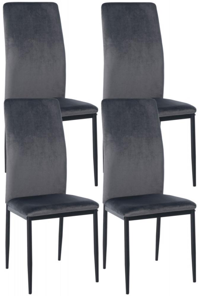 4er Set Esszimmerstühle Savino Samt (Farbe: grau) Bild 1