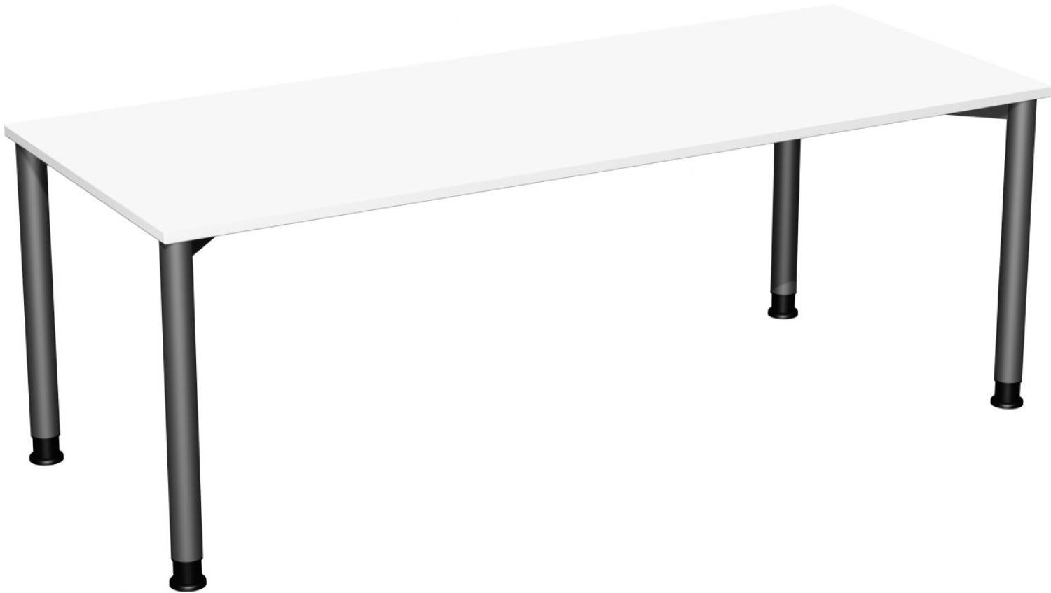 Schreibtisch '4 Fuß Flex' höhenverstellbar, 200x80cm, Weiß / Anthrazit Bild 1