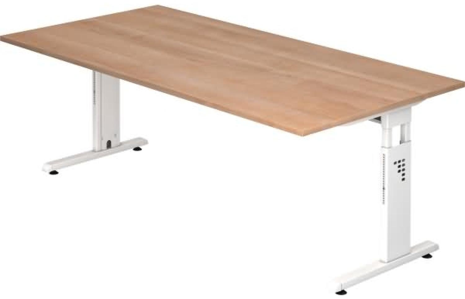 Schreibtisch OS2E C-Fuß 200x100cm Nussbaum Gestellfarbe: Weiß Bild 1