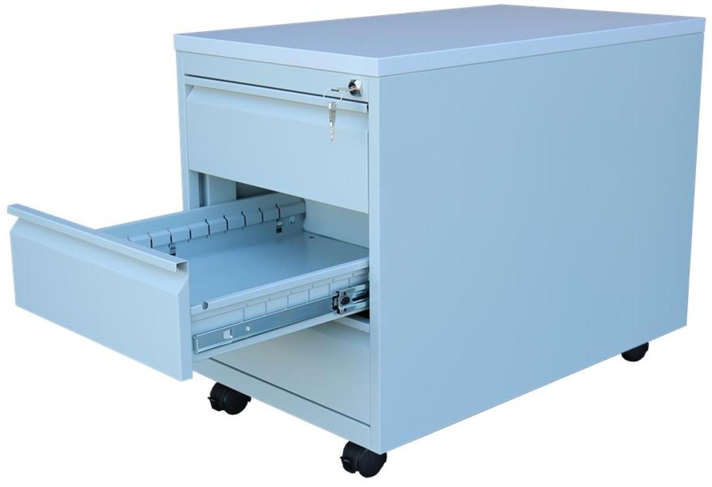Stahl Büro Rollcontainer Bürocontainer mit einer Stahl-Abdeckplatte 3 Schubladen RAL 7035 Lichtgrau 505305 Bild 1