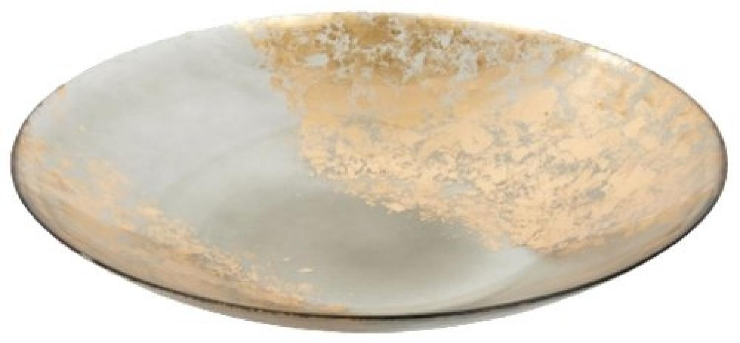 Lambert Hediye Glasschale grau-gold H 6,5 cm D39,5 cm 46187 Bild 1