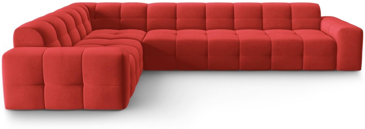 Micadoni 6-Sitzer Samtstoff Ecke links Sofa Kendal | Bezug Red | Beinfarbe Black Beech Wood Bild 1