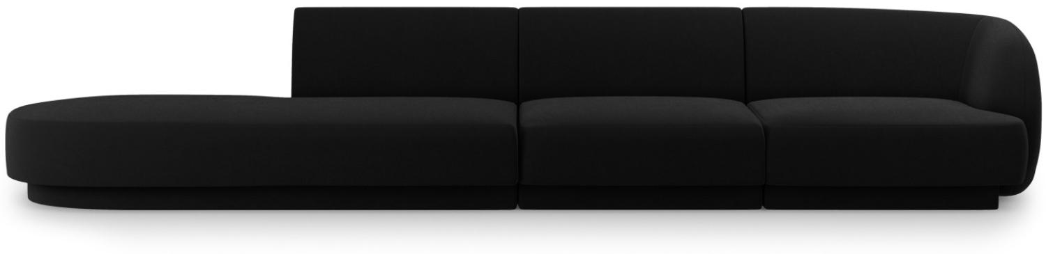 Micadoni 4-Sitzer Links Samtstoff Sofa Miley | Bezug Black | Beinfarbe Black Plastic Bild 1