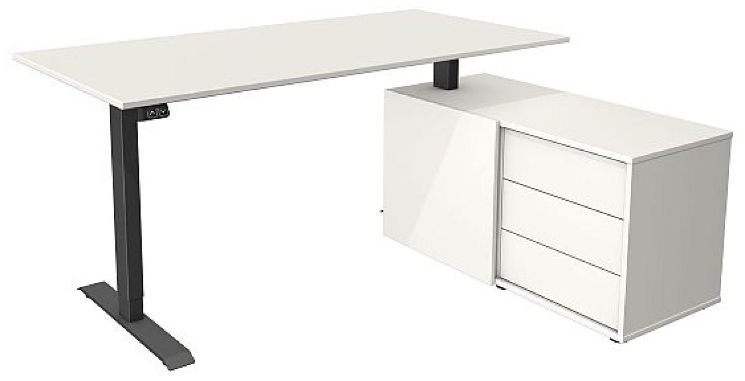 Kerkmann Schreibtisch Sitz- /Stehtisch Move 1 anthrazit mit Sideboard weiß Bild 1